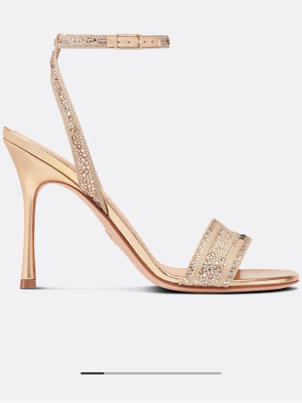 Christian Dior Gold Crystal Embellished Ankle-Strap Sandal. Worn once. - Picture 1 of 16